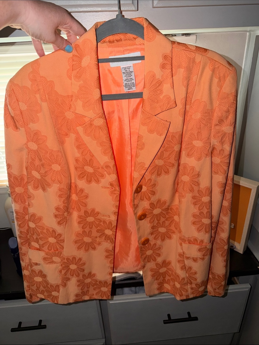 Sag Harbor Orange Floral Jacquard Blazer